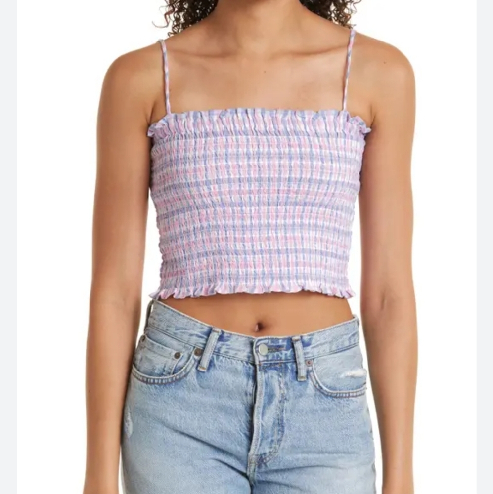Stella Nova Women's Plaid Smocked Crop Top NWOT,Size 42/10